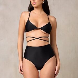 MBM Swim Destiny High Waist Bikini Swimsuit Bottoms and Charm Triangle Top XXL